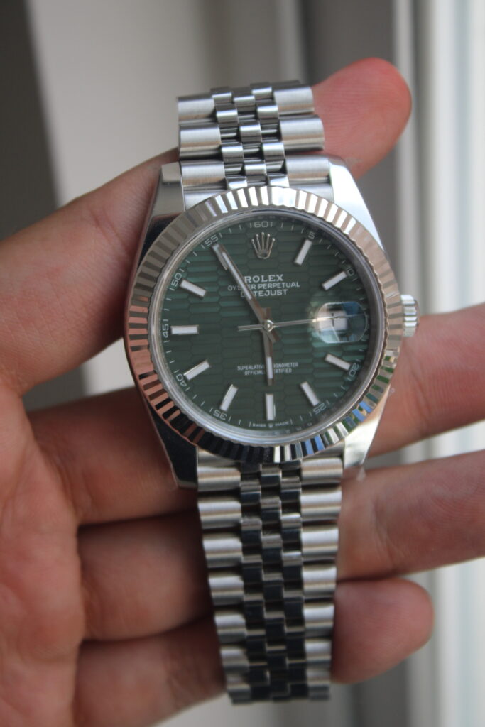 Super Clone Rolex DJ 41MM Motif Green Dial