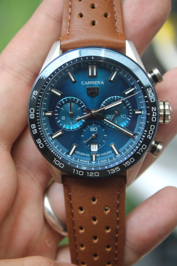 Tag Carrera Blue 43mm brown strap